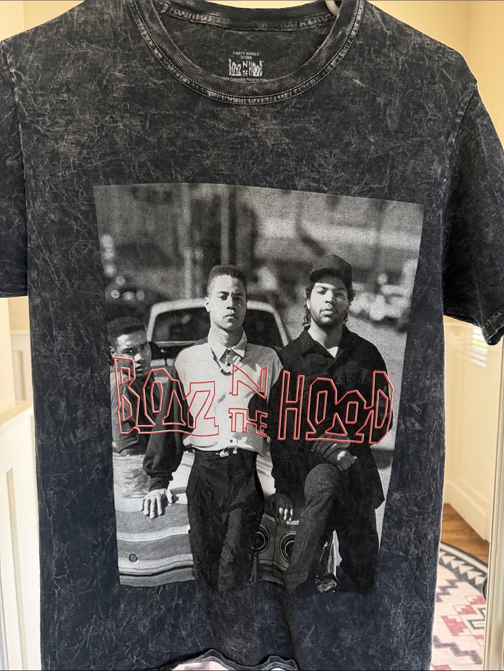 Men’s Boyz N the Hood Graphic Tee - Black Acid Wash size small